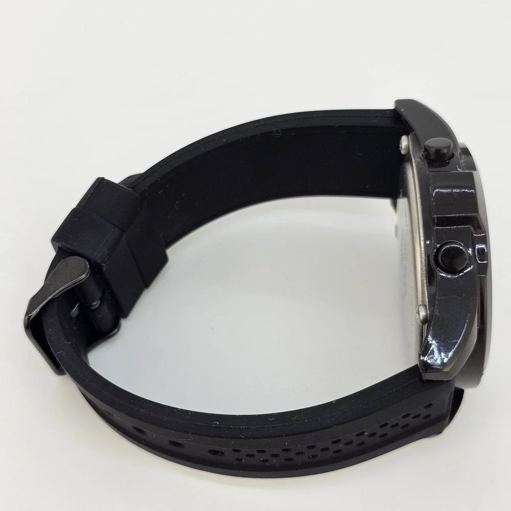 Men's Digital Watch 48MM Black Case Black Plastic Bands New Battery‎